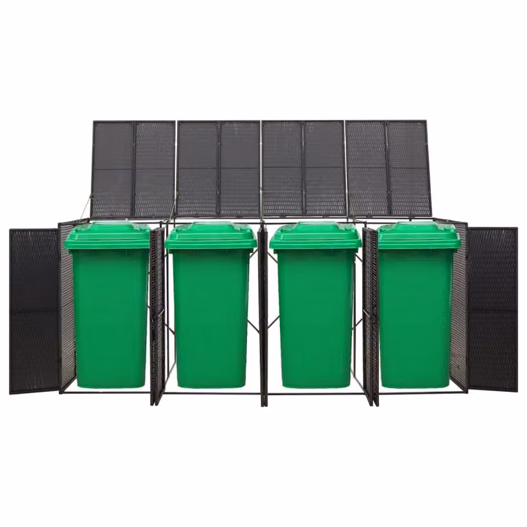 vidaXL Copribidone Quadruplo Nero 274x80x117 cm in Polyrattan
