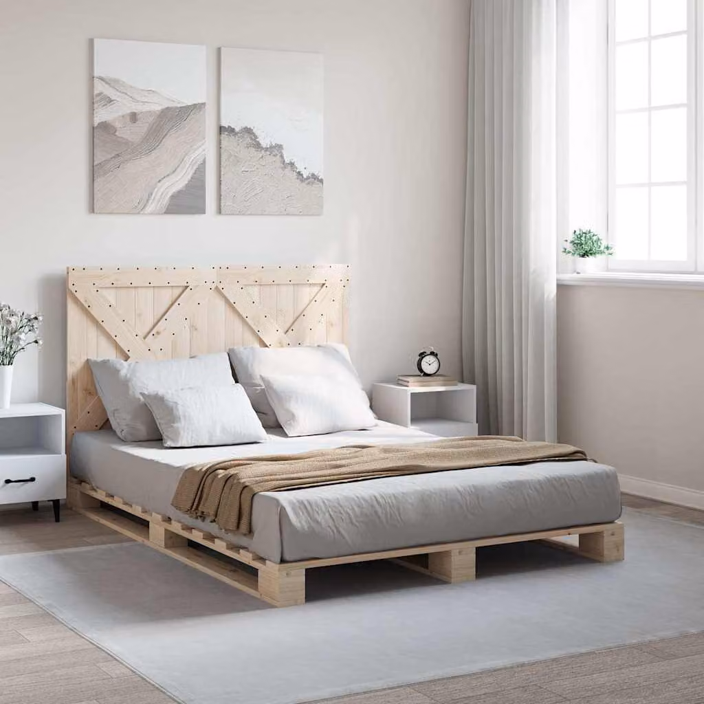 vidaXL Giroletto con Testiera in Legno Massello di Pino, L/P/H: 140 x 200 cm – 1