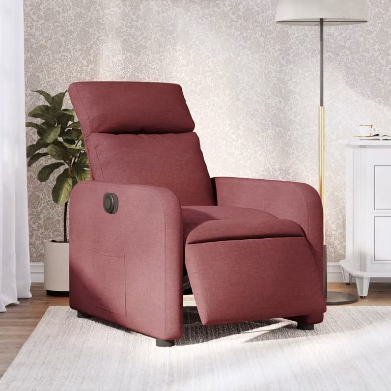 vidaXL Poltrona Elettrica Reclinabile in Tessuto Rosso con Braccioli