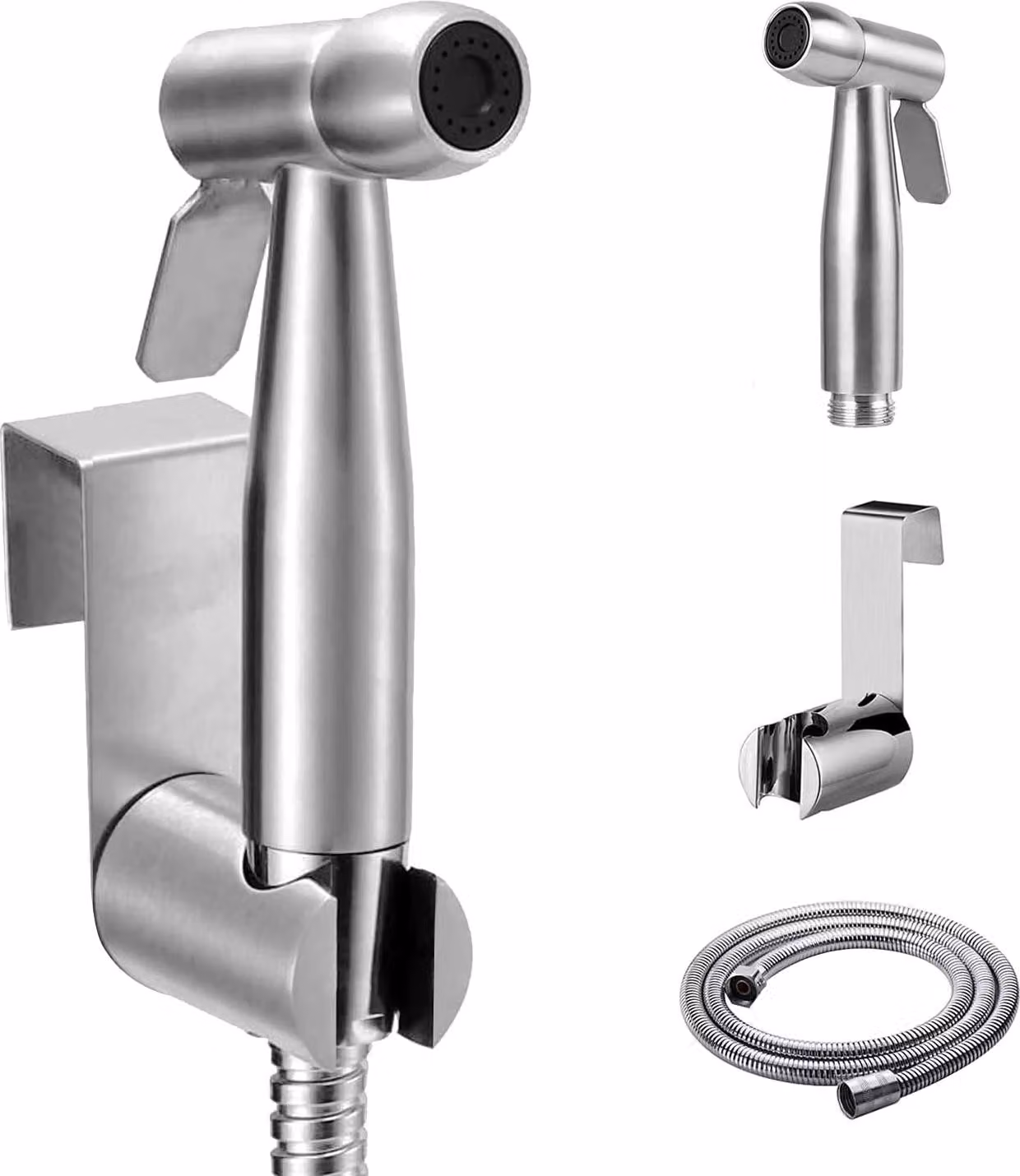 Spruzzatore per bidet manuale - Gancio per serbatoio dell'acqua e tubo flessibile da 59 pollici per spruzzatore per bidet da bagno