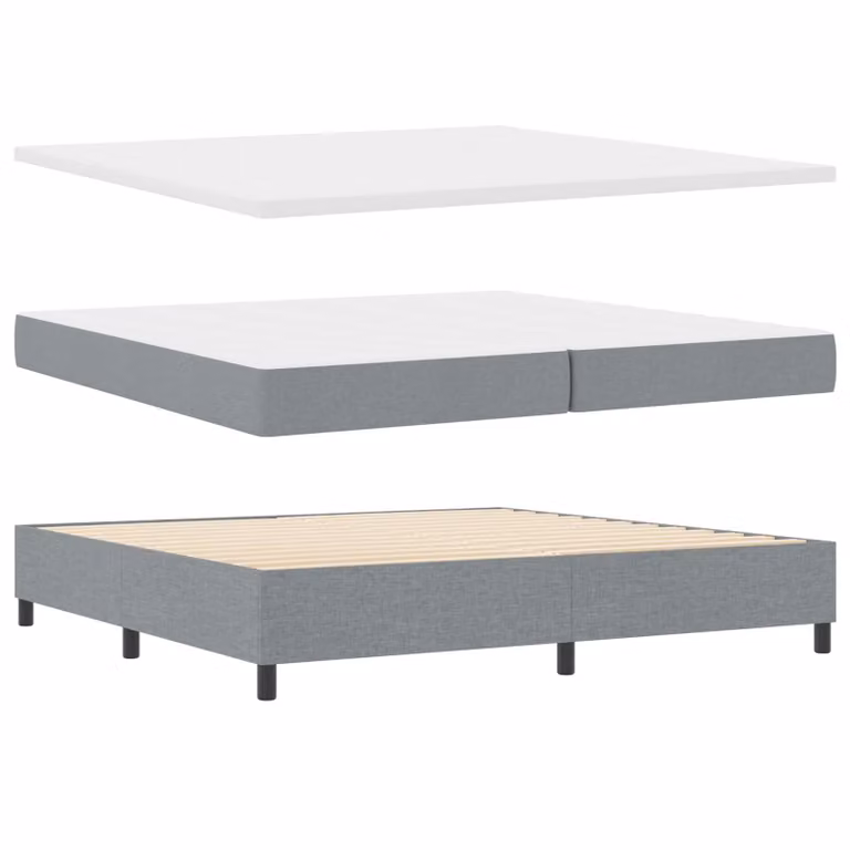 Letto a molle con testiera vidaXL in tessuto Grigio, L/P/H: 200 x 200 x 128 cm