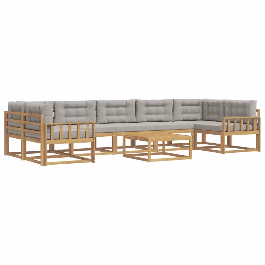 Set di divani da esterno vidaXL in legno di acacia con tavolo da caffè, colore bianco e grigio, composto da 6 pezzi con cuscini inclusi – 2