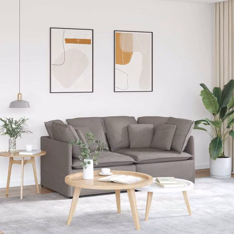 vidaXL Divano Modulare Moderno con Cuscini in Tessuto e Struttura in Metallo e Legno, Grigio o Beige