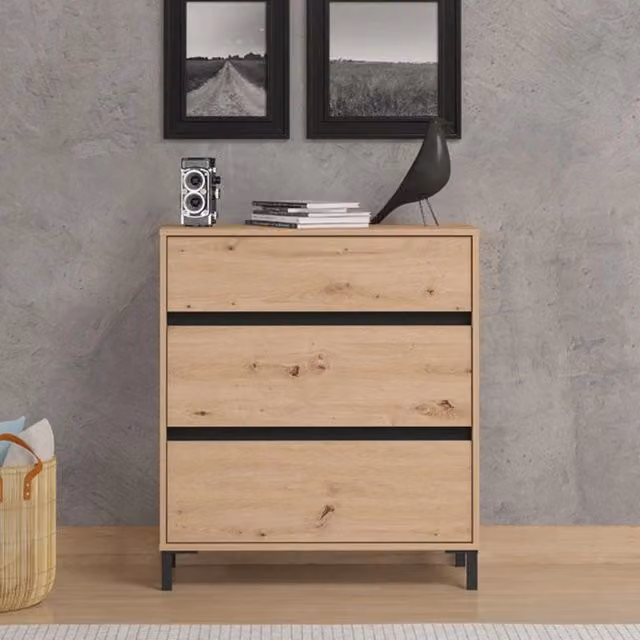 Cassettiera con 3 cassetti DMORA Mapello in rovere nodi marrone L 80 cm, P 40 cm, H 90 cm – 1