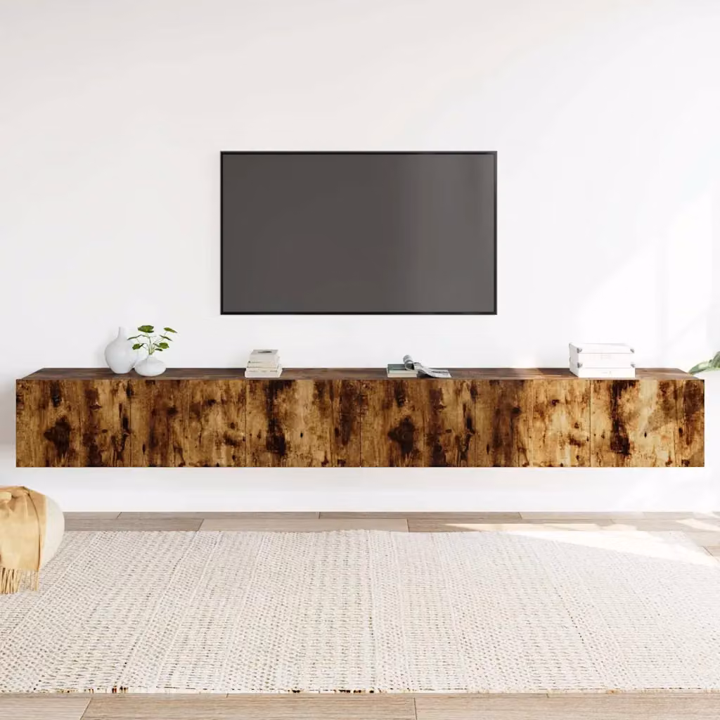 Set Mobili Porta TV vidaXL 3 Pezzi in Legno Multistrato Colore Rovere Fumo per Soggiorno