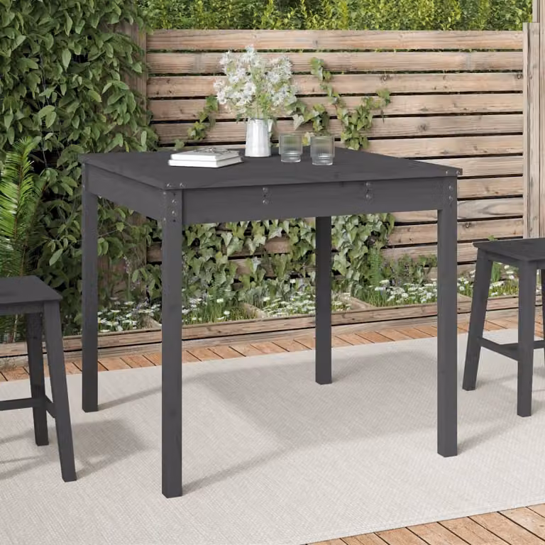 The Living Store tavolo da giardino grigio 82,5x82,5x76 cm in legno di pino massiccio