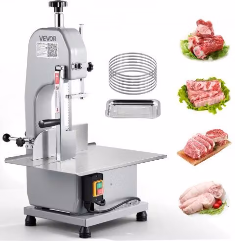 Troncatrice elettrica a nastro Vevor per carne e ossa da 1100 W, grigia, con area di lavoro L: 31,5 cm x P: 46 cm