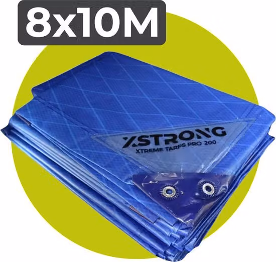 Xstrong Pro 200 - Telone - 8x10 - Verde - Impermeabile e resistente ai raggi UV - Telone a 3 strati a strati incrociati