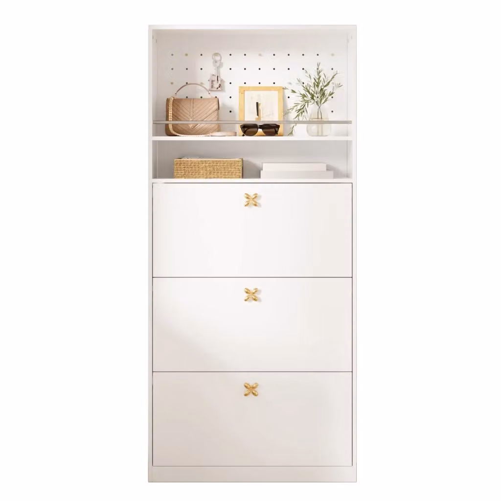 Scarpiera salvaspazio Minimal con 3 ante in bianco opaco L: 80 cm, P: 24 cm, H: 178,5 cm – 2
