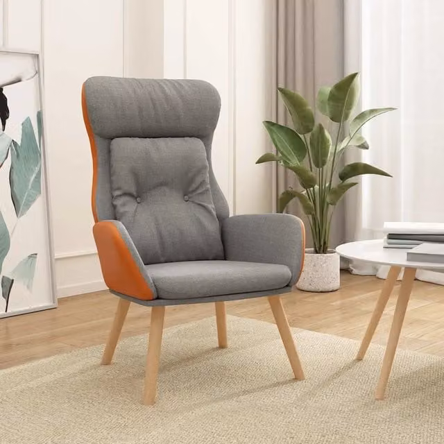 Poltrona Relax Moderna Grigia con Braccioli e Struttura in Metallo e Tessuto – 1