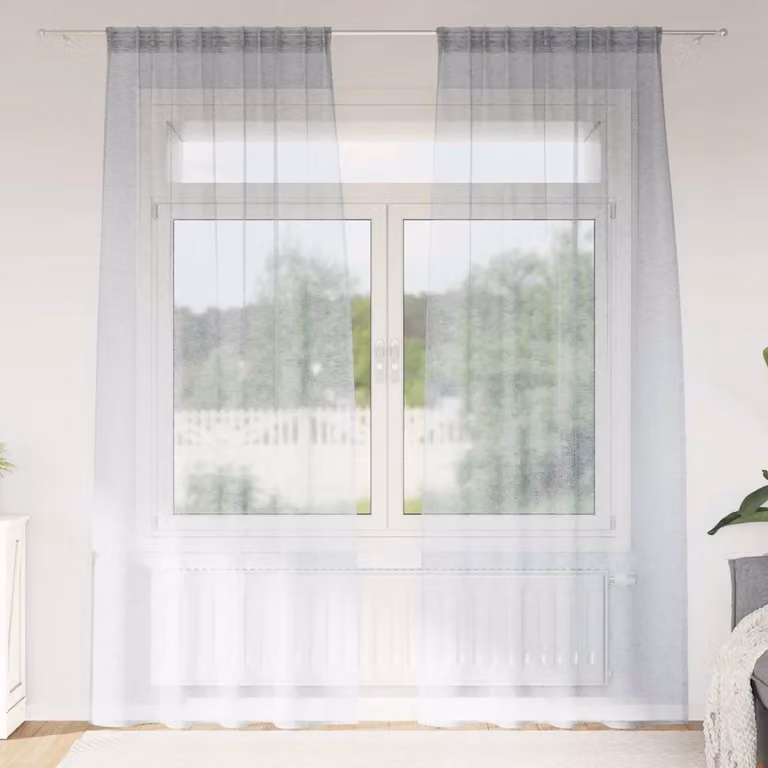 Set di 2 tendine velate vidaXL in poliestere, colore grigio, H: 245 cm x L: 140 cm