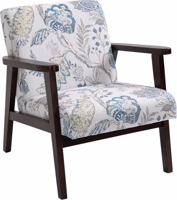 EasyComfort Poltroncina Imbottita con Braccioli in Legno e Tessuto a Fiori, Multicolore, L: 68.5 cm, P: 78.5 cm, H: 75 cm