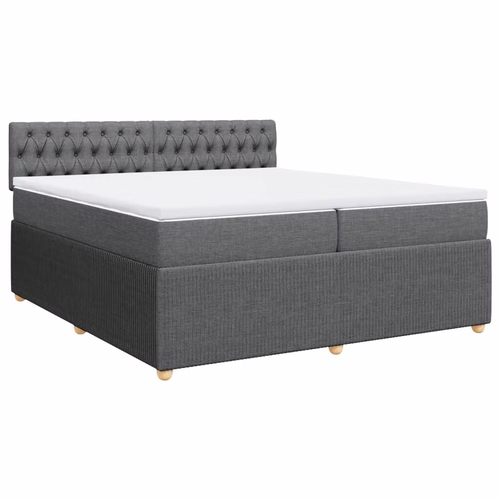 Giroletto a Molle con Materasso Grigio Scuro 200x200 cm Tessuto