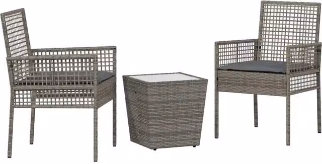 Set Bistro da Giardino 3 pz | Set Salotto da Giardino Grigio polyrattan