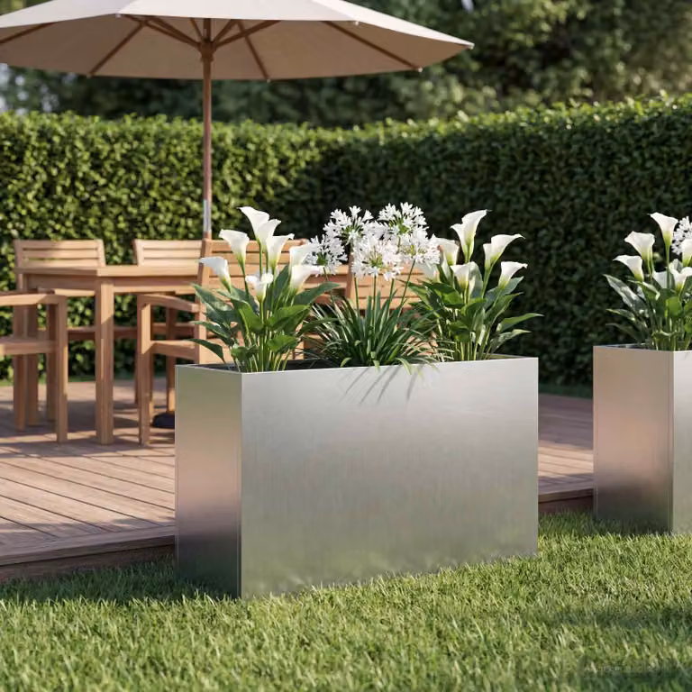 Vaso da giardino vidaXL in acciaio zincato argento L: 80 cm, P: 30 cm, H: 40 cm