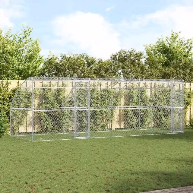 Set di 3 cuccie per cani vidaXL in metallo argentato resistente alle intemperie L/P/H: 6 x 2 x 2 m