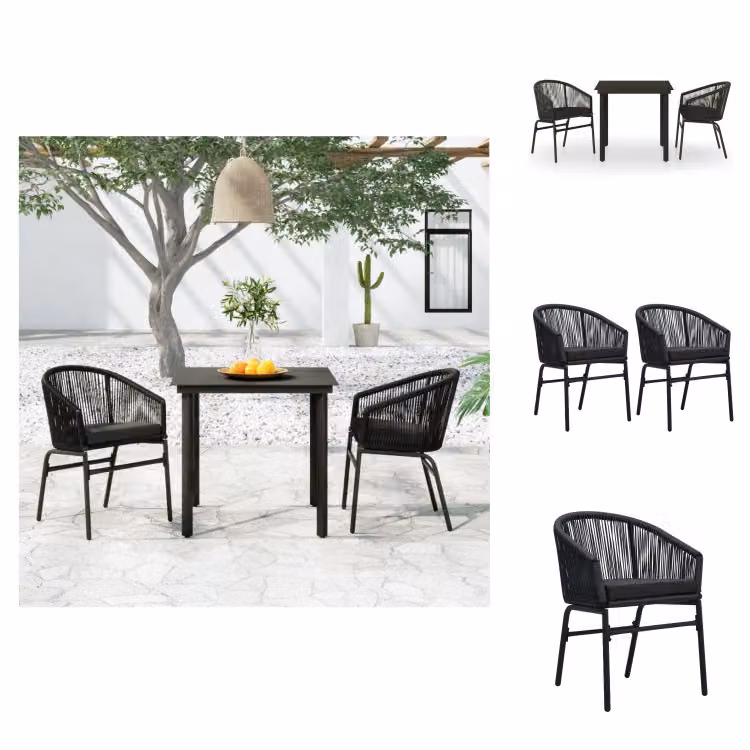 vidaXL Set da pranzo da giardino 3 pezzi nero - Set di mobili da giardino
