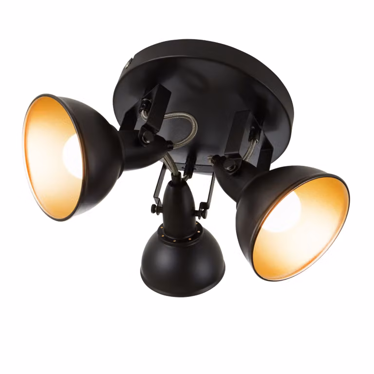 Lampada da soffitto orientabile e girevole 3xE14 40W nero-oro Ø 21cm Briloner