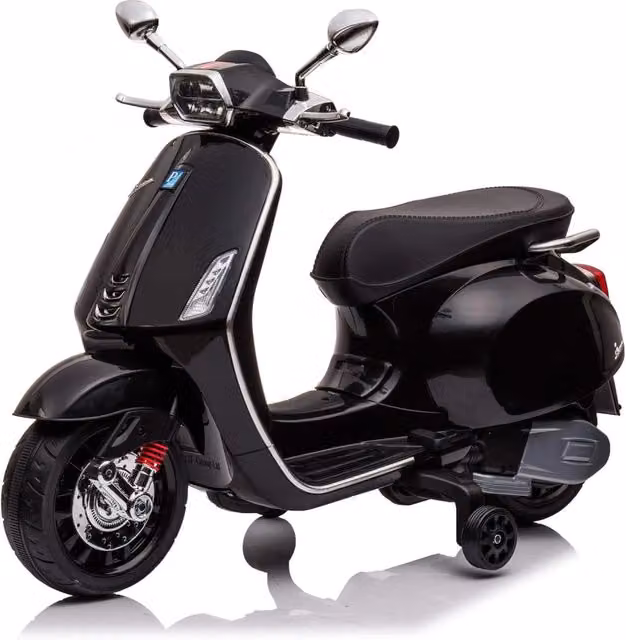 Scooter Elettrico per Bambini Piaggio Vespa 12V 4,5Ah Nero con Luci e Suoni