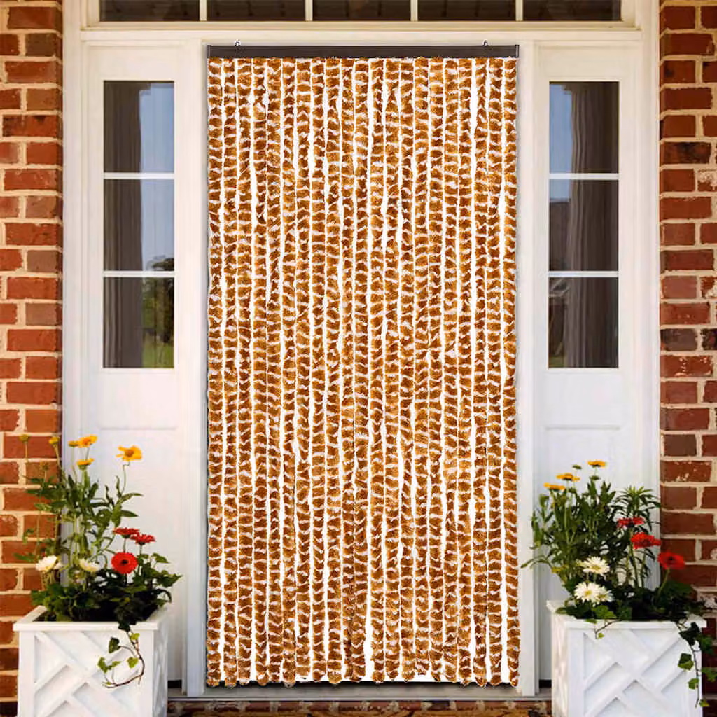Zanzariera vidaXL in ciniglia color ocra e bianco L 90 cm x H 220 cm