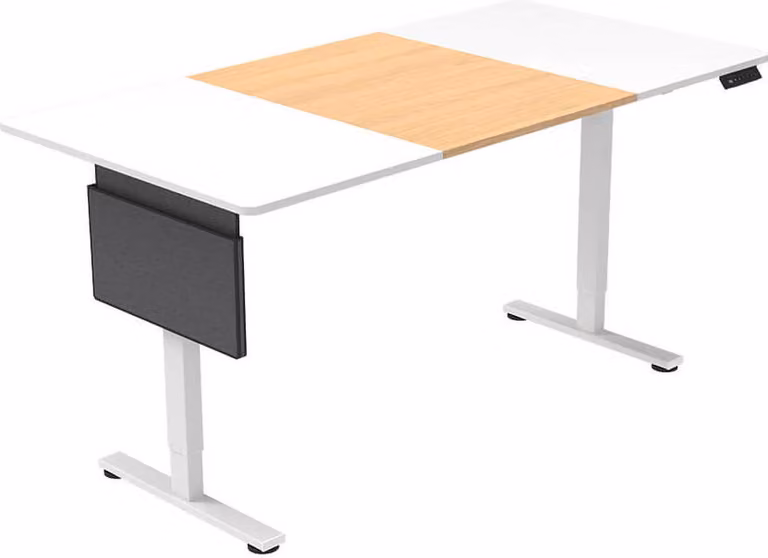 Home Deluxe Scrivania regolabile in altezza I Design ergonomico in bianco/legno, 120 x 60 cm per casa e ufficio