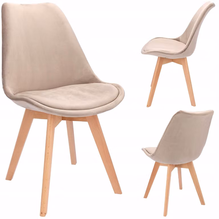 JUMI, sedia sagomata, confortevole, modello BARI, adatta per la cucina, il soggiorno o la sala da pranzo, con design sagomato, colore beige