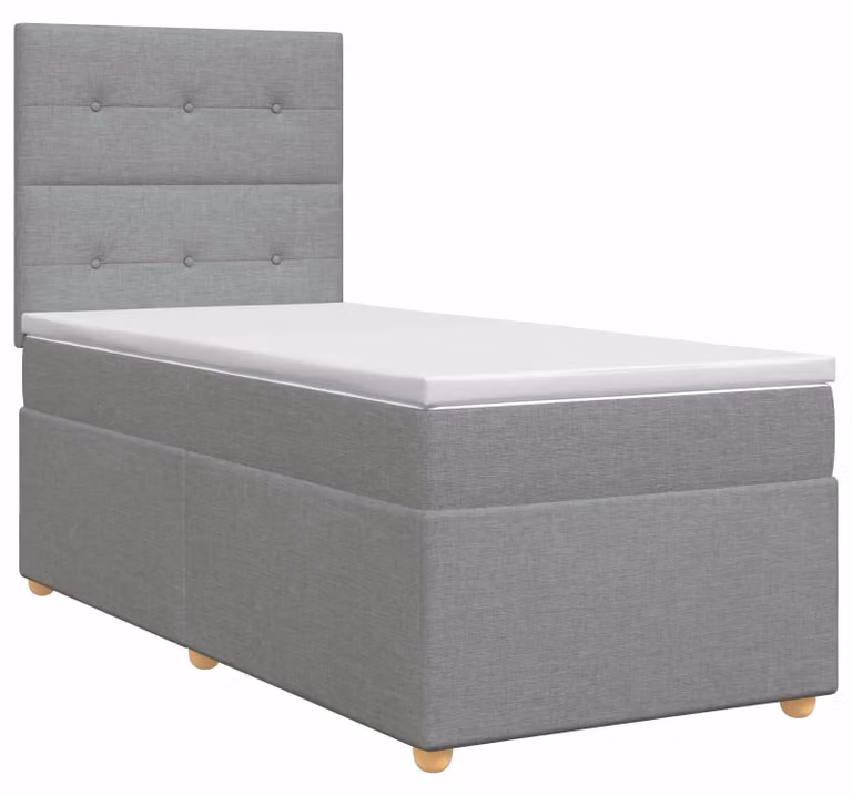 Letto a molle con materasso grigio chiaro 100 x 200 cm in tessuto