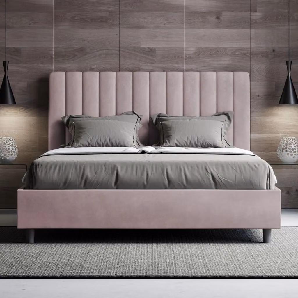BS COM Letto matrimoniale king size con rete imbottita in microfibra colore glicine L: 170 cm, P: 210 cm, H: 122 cm – 2