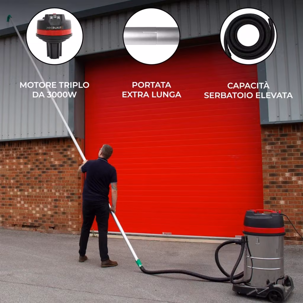Aspirapolvere industriale MaxBlast in acciaio inossidabile silver, black e red con tubo da 5 m e kit aste estensibili – 2