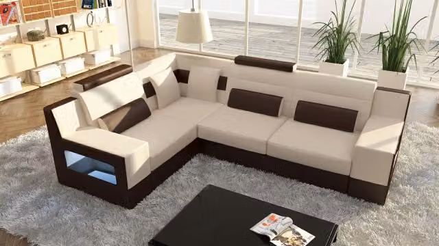 Wohnlandschaft Sofa Couch Polster Ecke Ecksofa Garnitur Leder Sofas