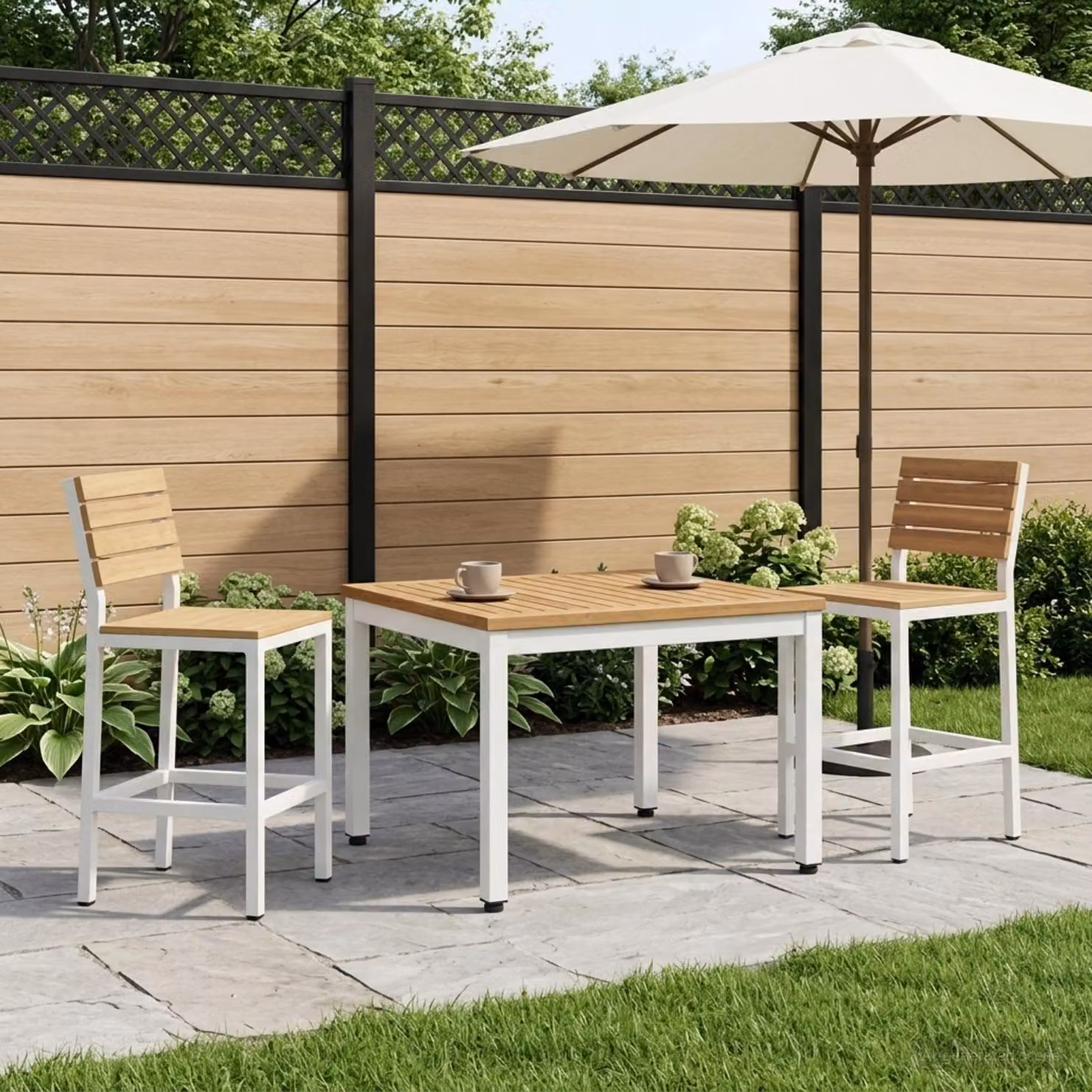 vidaXL Tavolino da salotto rettangolare in legno di acacia stile rustico, Bianco e Naturale, L: 60 cm, P: 49 cm, H: 36 cm