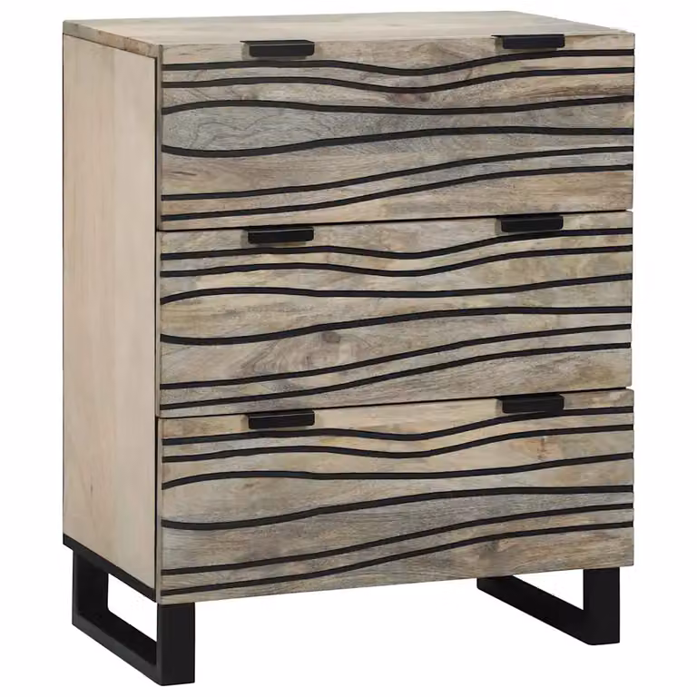 Credenza vidaXL in legno massello di mango bianco L: 60 cm, P: 33.5 cm, H: 75 cm