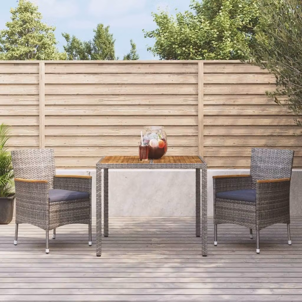 Maison Exclusive - Set da pranzo da giardino 3 pezzi con cuscini grigio in polyrattan