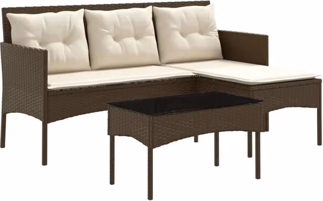 Set Divano da Giardino con cuscino 2 pz | Set Salotto da Giardino polyrattan