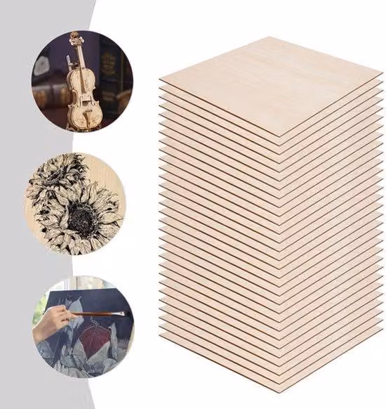 Set di lastre multistrato - 400x400x3 mm - legno di tiglio - 30 pezzi, ideali per incisione laser, modellismo e hobby
