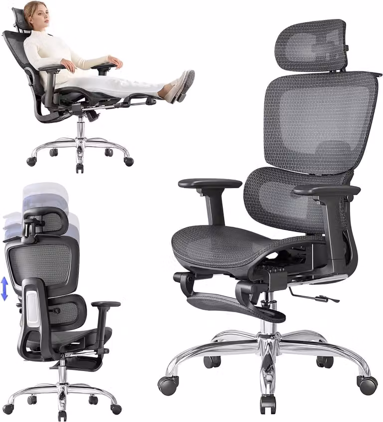 Sedia ergonomica da ufficio - Sedia da ufficio con poggiapiedi - Sedia da ufficio - Sedia da lavoro - Sedia da scrivania per studenti