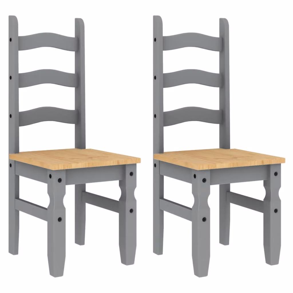 Sedie da Pranzo 2 pz Grigie 42x47x107 cm Legno Massello di Pino