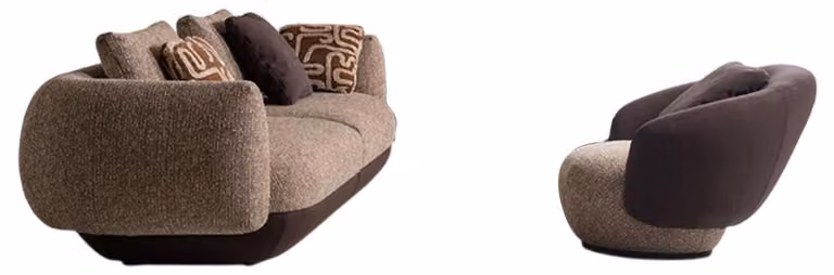 Designer Braune Sitzgarnitur Stilvoller Dreisitzer Luxus Sessel 2tlg