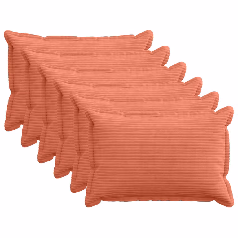 Set di 6 federe vidaXL HOUTEN in velluto a coste, colori rosso e arancio, 40 x 60 cm