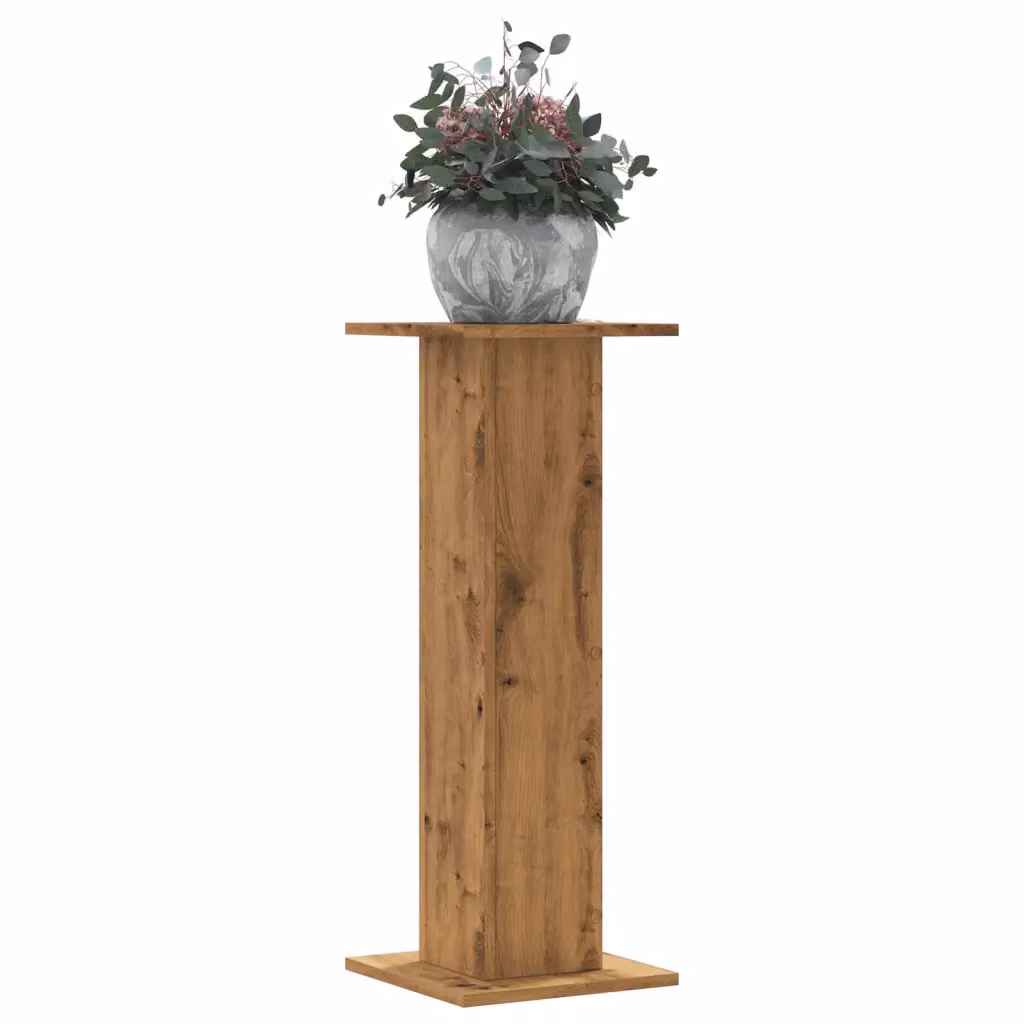 Set di 2 supporti per piante vidaXL in legno color rovere con finitura opaca, L/P/H: 30 x 30 x 80 cm