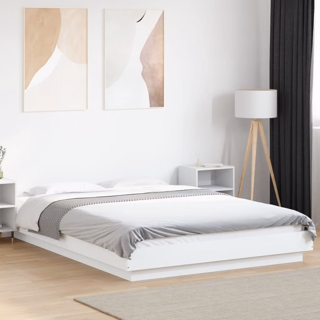 Giroletto moderno vidaXL in legno bianco con doghe fisse L: 120 cm, P: 200 cm, H: 23 cm