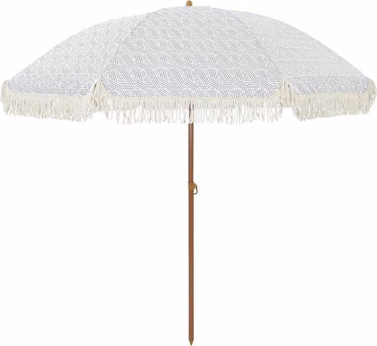 Ombrellone da Spiaggia Grigio e Bianco 205 x 205 x 210 cm