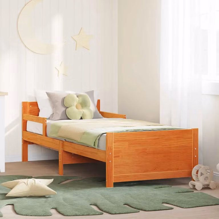Struttura del letto con testiera vidaXL in legno di pino marrone cerato L/P/H: 200 x 80 x 87,5 cm