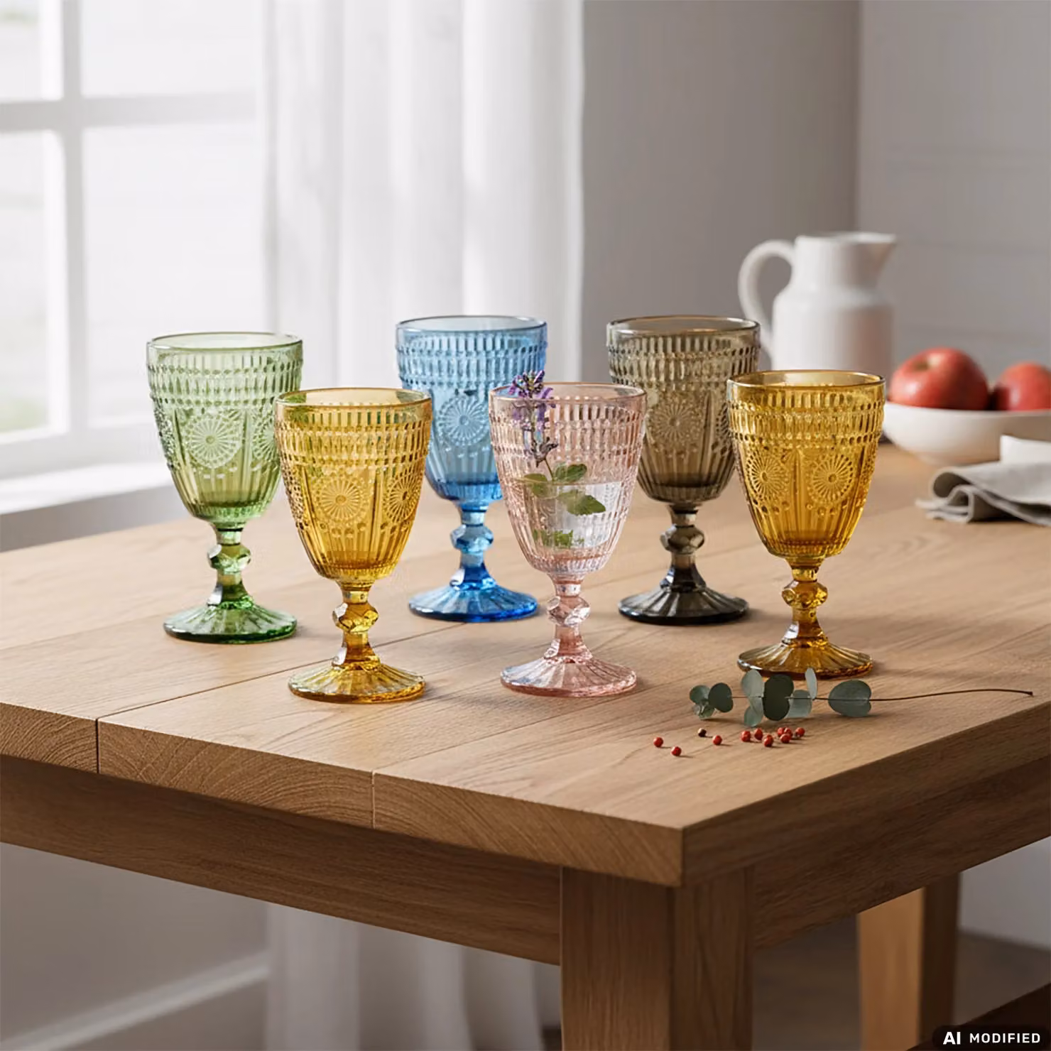 Set di 6 calici da vino Cesareo in vetro multicolore Gusto Casa, capacità 300 ml – 2