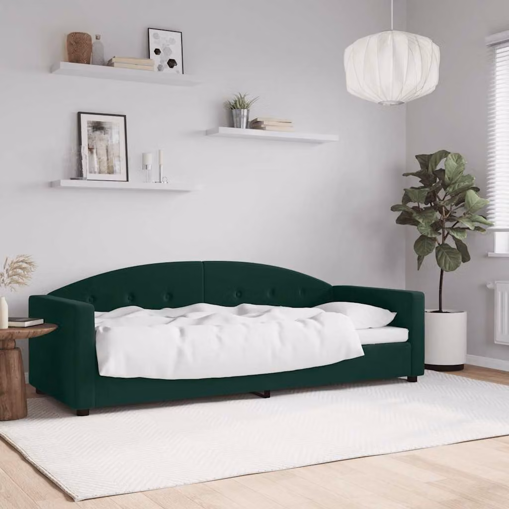 Letto da giorno vidaXL in velluto verde con struttura in legno e metallo L/P/H: 200 x 80 x 75 cm