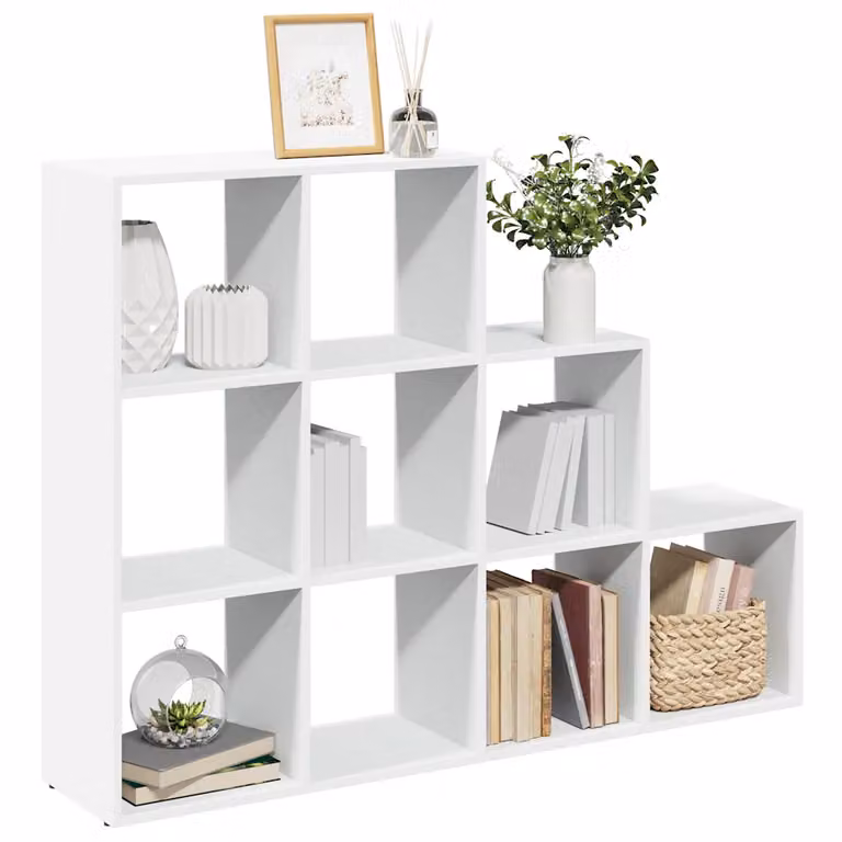 Libreria Divisorio vidaXL con 3 Ripiani Bianca in MDF e Legno L: 137,5 cm, P: 29,0 cm, H: 103,5 cm