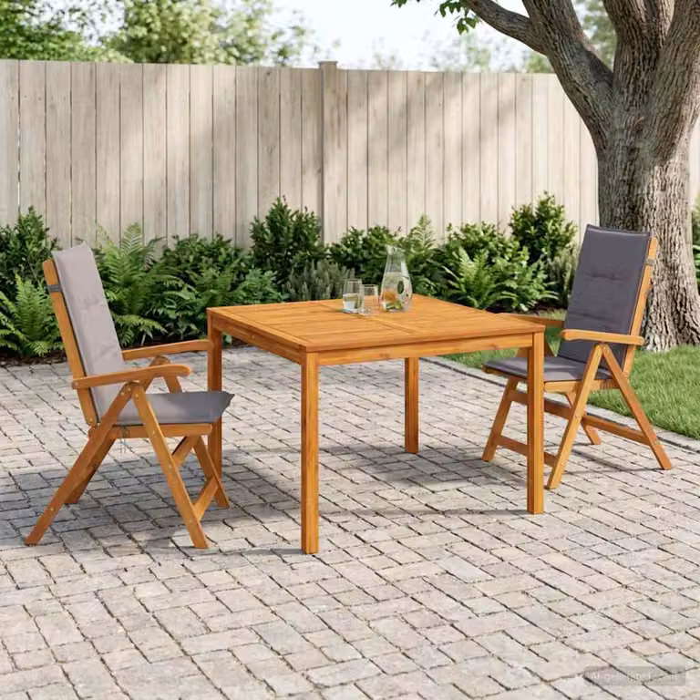 Set da pranzo da giardino vidaXL in legno di acacia marrone, 3 pezzi