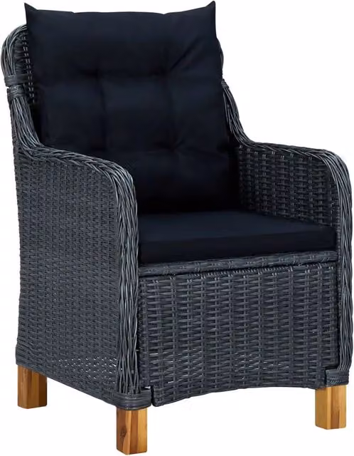 Sedie da Giardino con Cuscini 2 pz | Sedie da Esterno in Polyrattan Grigio Scuro