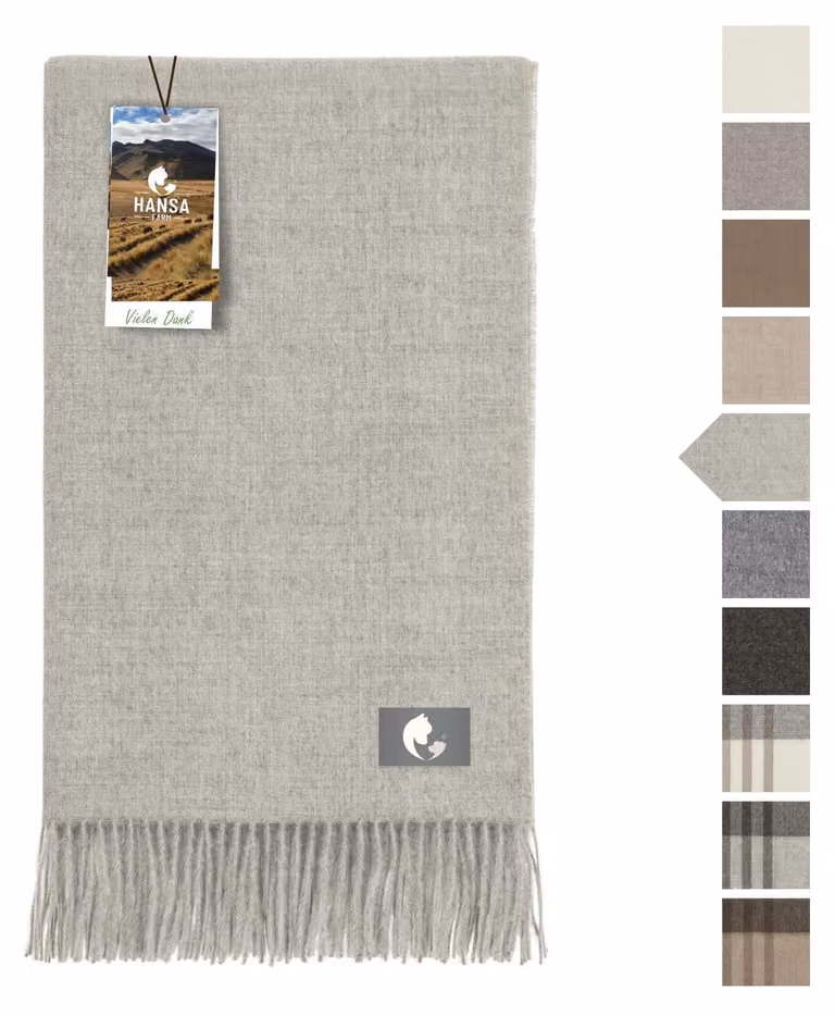 Coperta per bambini in alpaca, 180x130 cm, 100% lana, color grigio argento
