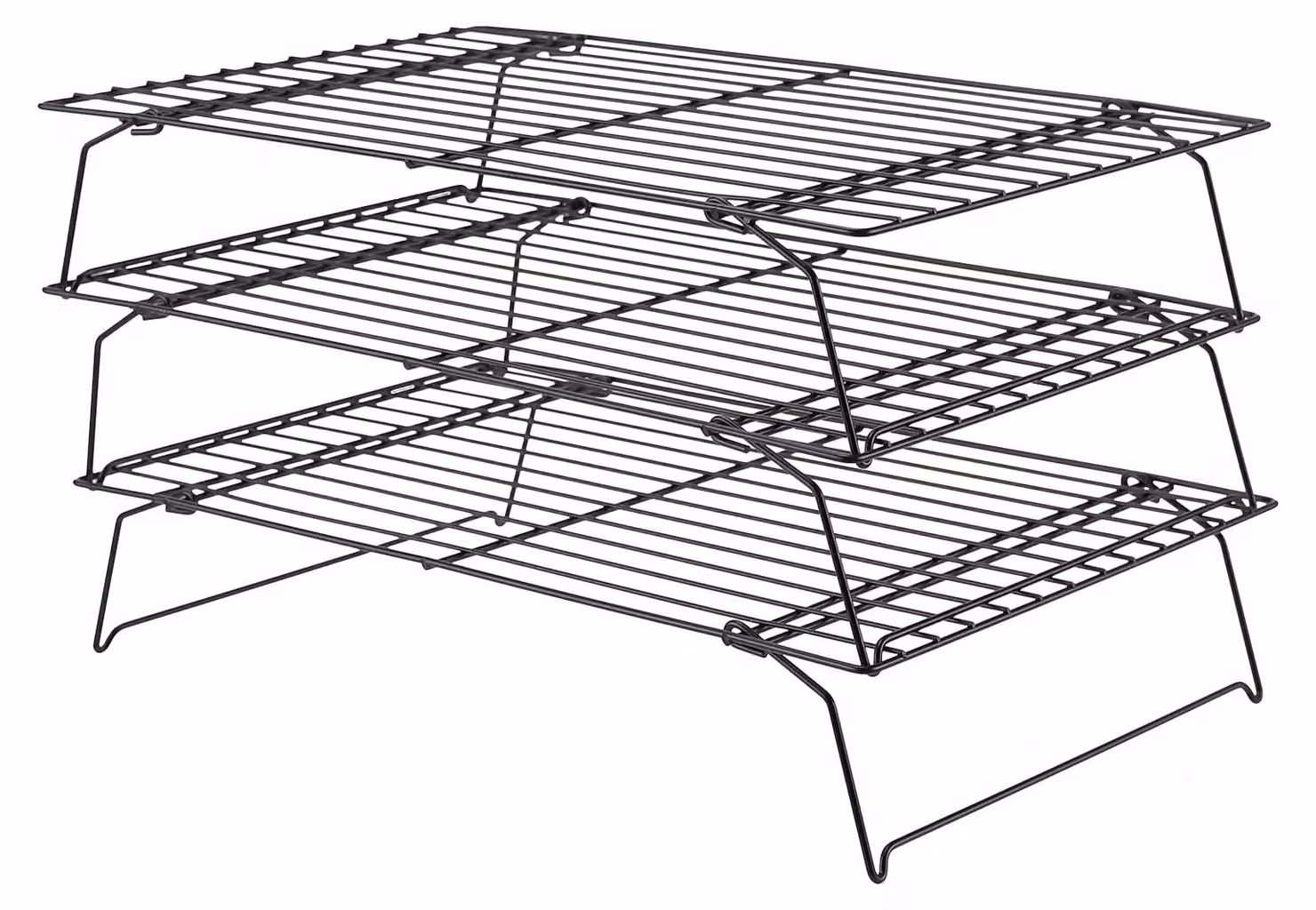 Omgoods - Scaffale refrigerante a 3 livelli - Scaffale in filo metallico - Pieghevole - Accessori per la cucina - 40 x 25 cm - Acciaio al carbonio - Portaoggetti per la cucina